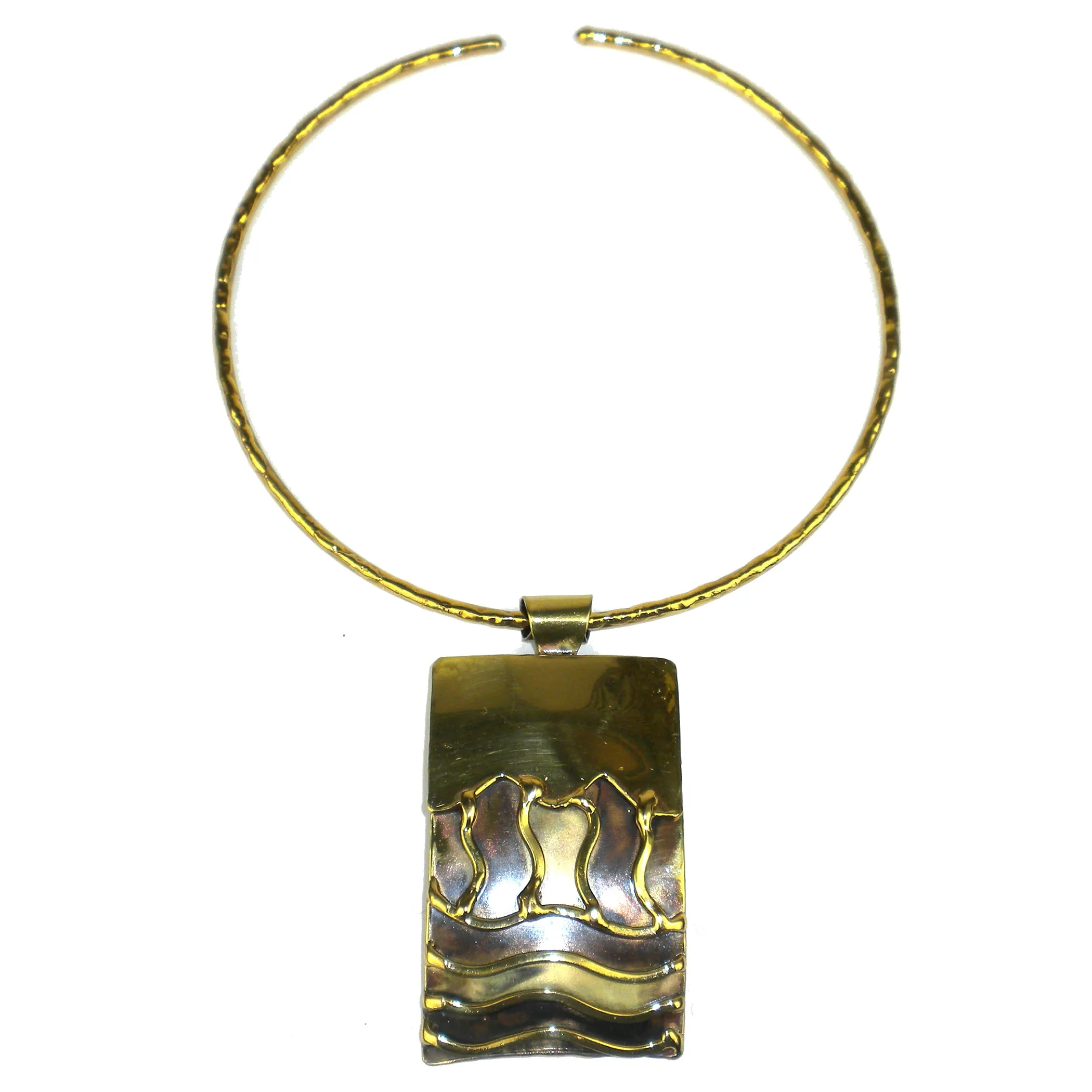 Waves Brass Pendant Necklace Brass Images