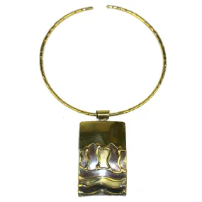 Waves Brass Pendant Necklace Brass Images