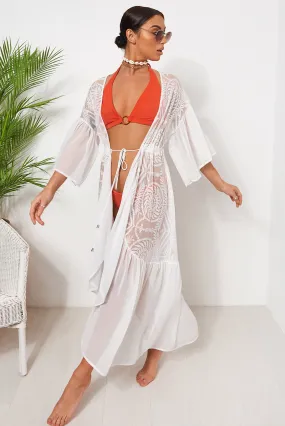 White Lace Cape Sleeve Kimono