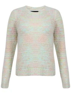 Womens Amara Reya Sweet Pea Crew Neck Jumper in Ivory and Multicolour Twist