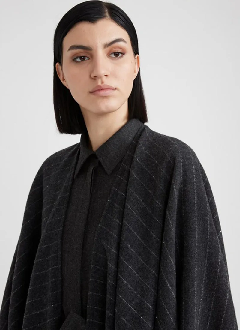 Wool and Cashmere Sequin Jacquard Cape