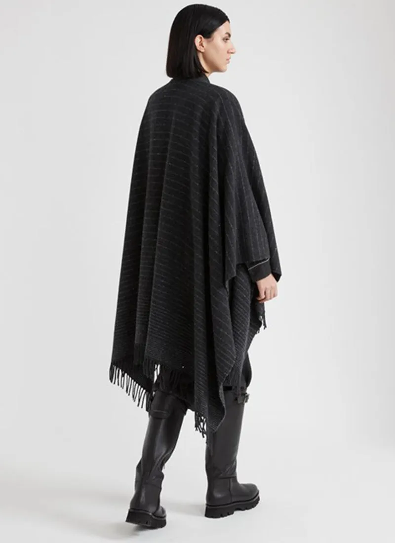 Wool and Cashmere Sequin Jacquard Cape