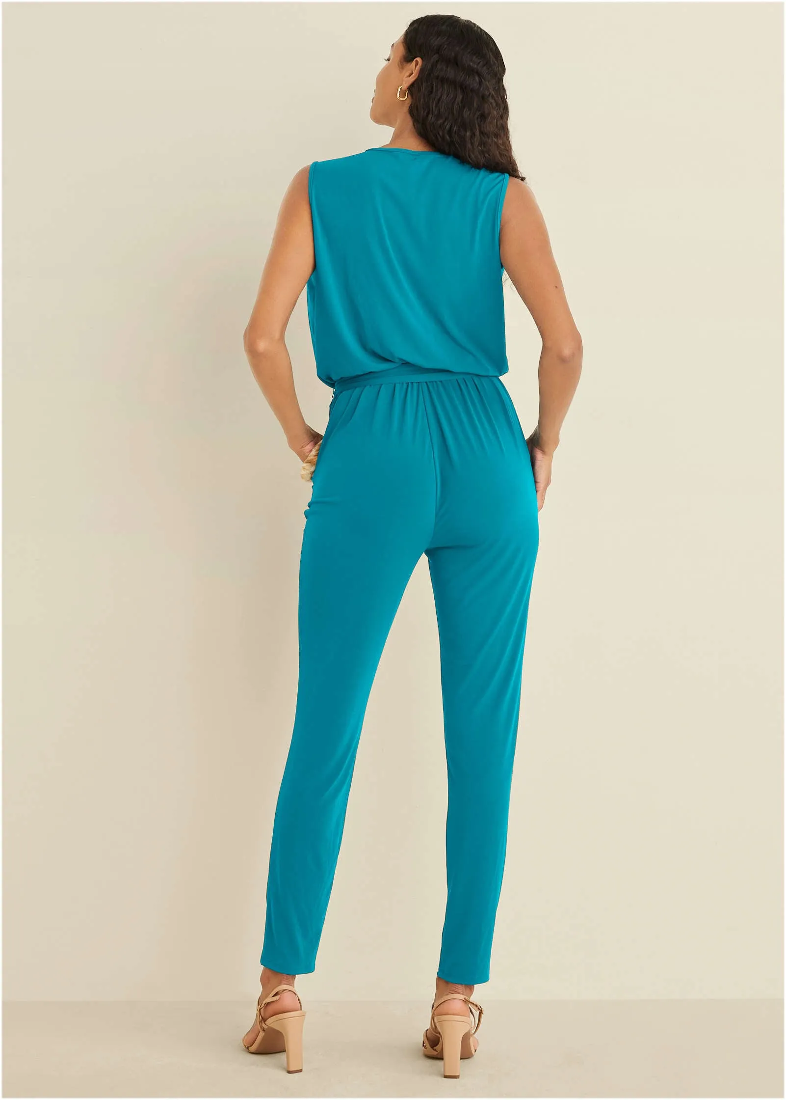 Wrap Tie Jumpsuit - Teal