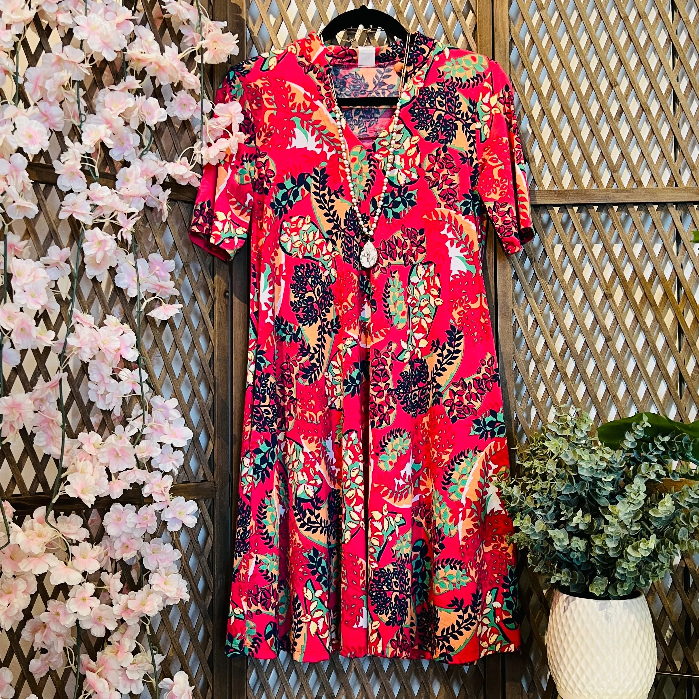 Wrinkle Free Floral Dress