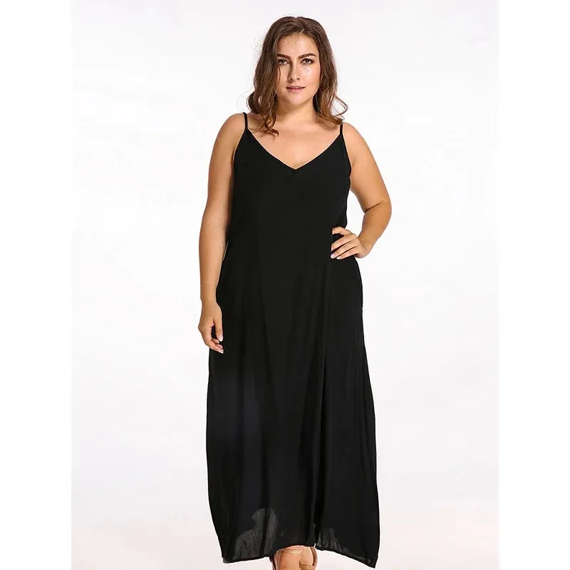 ZANZEA V Neck Sleeveless Casual Loose Long Maxi Dress